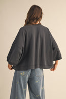 Front Pocket Button Down Oversized Top