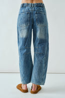 Embroidered Detail Barrel Jeans
