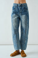 Embroidered Detail Barrel Jeans