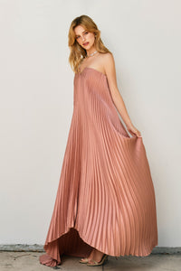 Pleated Maxi Column Dress