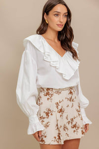Puff Sleeve V-Neck Blouse
