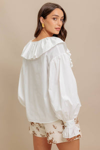 Puff Sleeve V-Neck Blouse