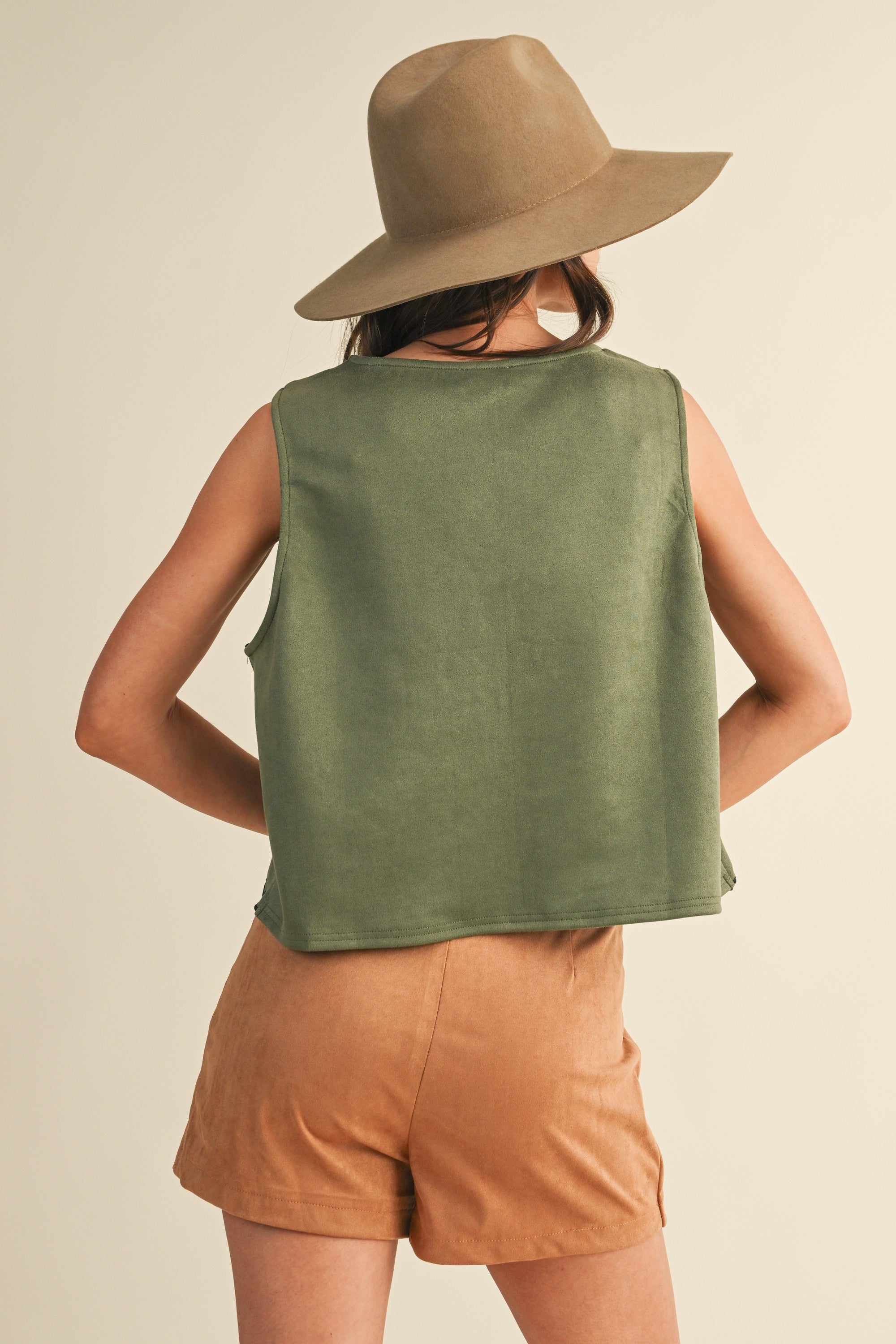 Crochet Suede Vest