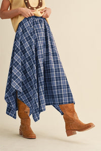 Plaid Asymmetrical Hem Skirt