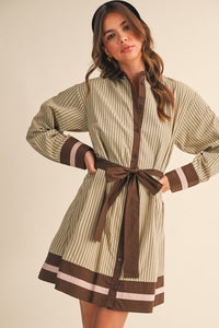 Striped Belted Mini Dress