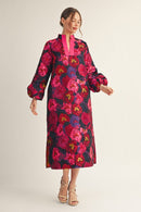 Jacquard Floral Midi Dress