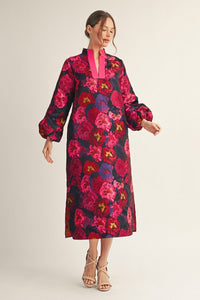 Jacquard Floral Midi Dress