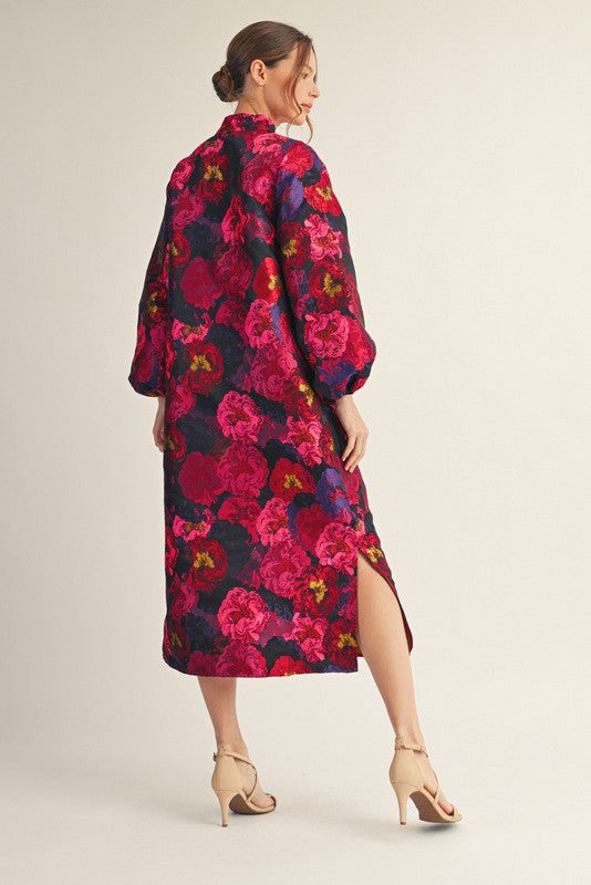Jacquard Floral Midi Dress