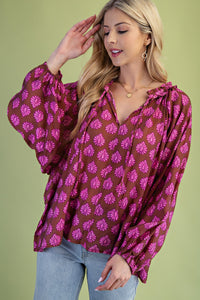 V-Neck Printed Blouse