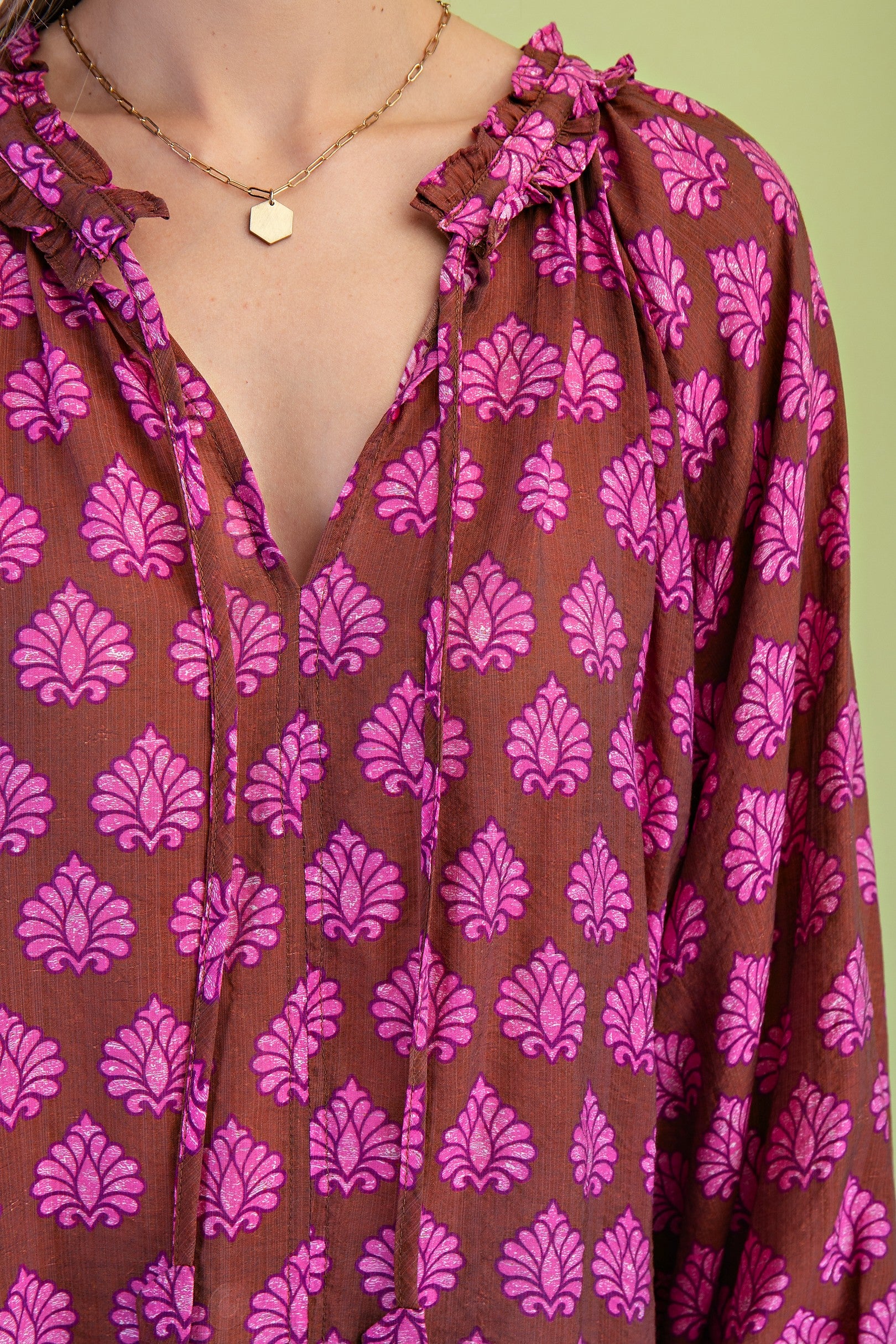 V-Neck Printed Blouse