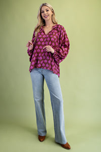 V-Neck Printed Blouse