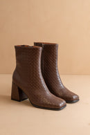 Demi Woven Block Heel Ankle Boots