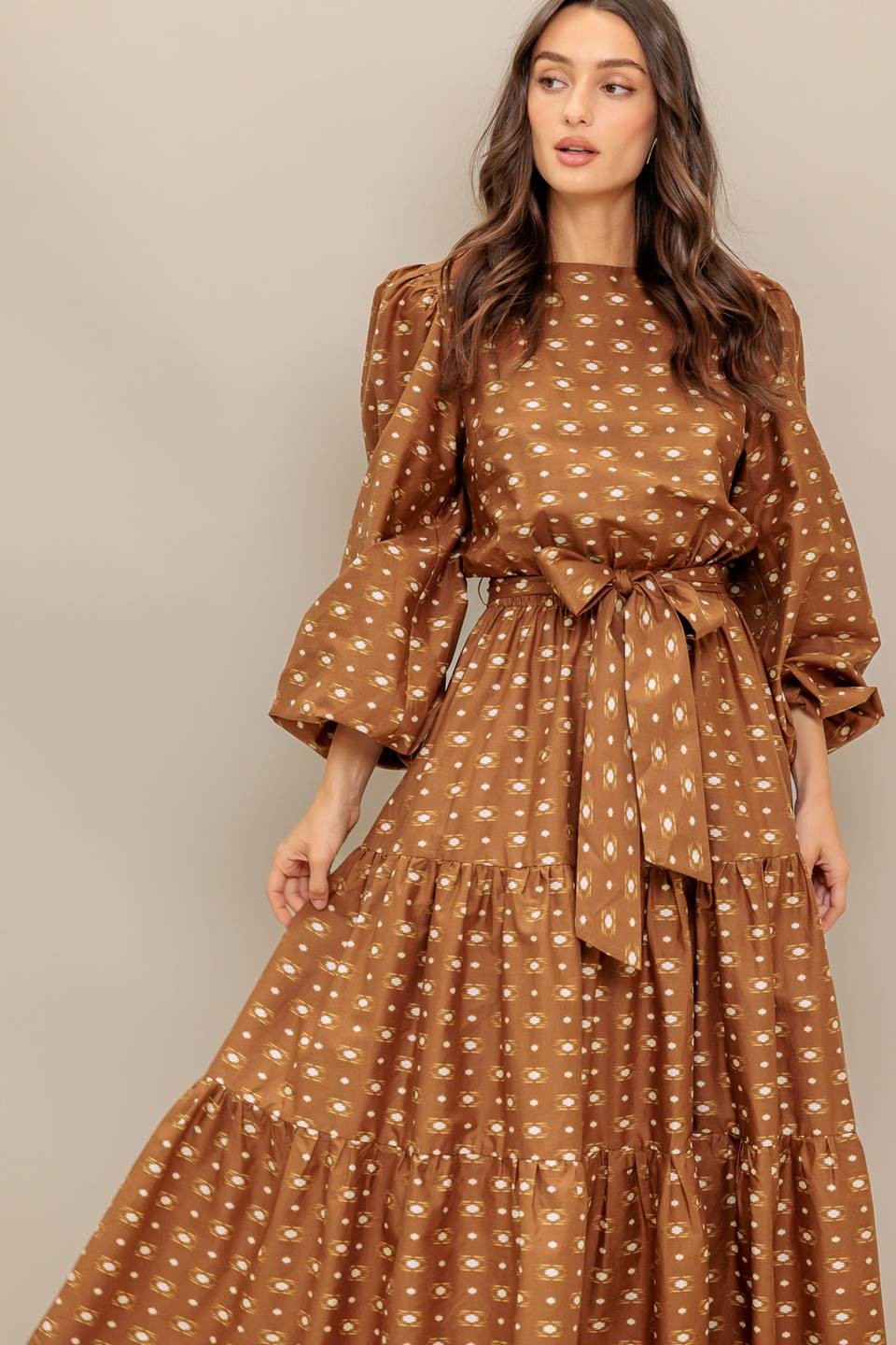 Printed Woven Midi Dress