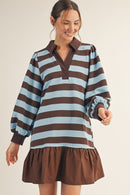 Ruffle Hem Rugby Stripe Dress