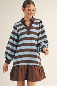 Ruffle Hem Rugby Stripe Dress