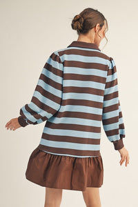 Ruffle Hem Rugby Stripe Dress