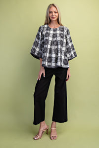 Frayed Checkered Top