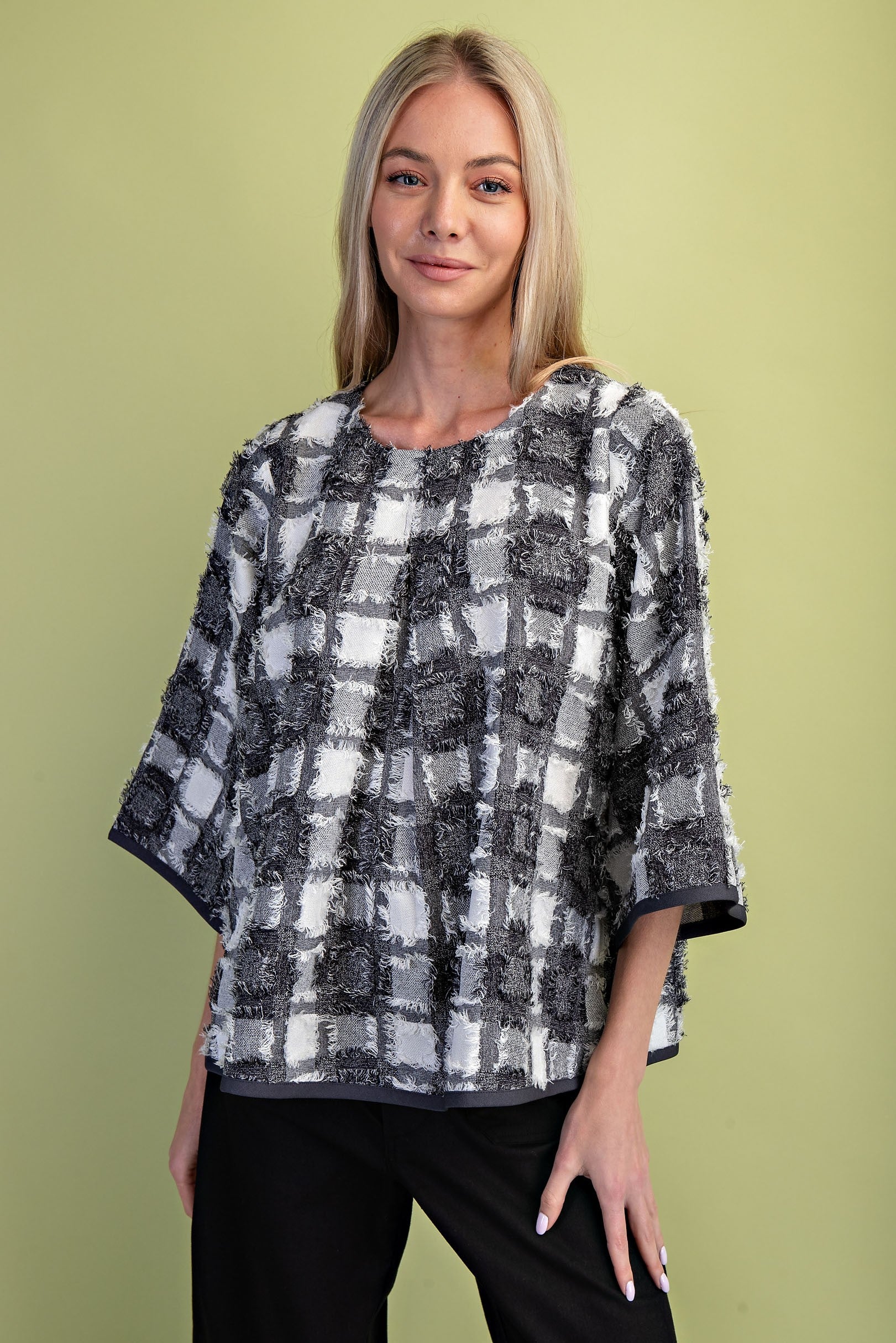 Frayed Checkered Top