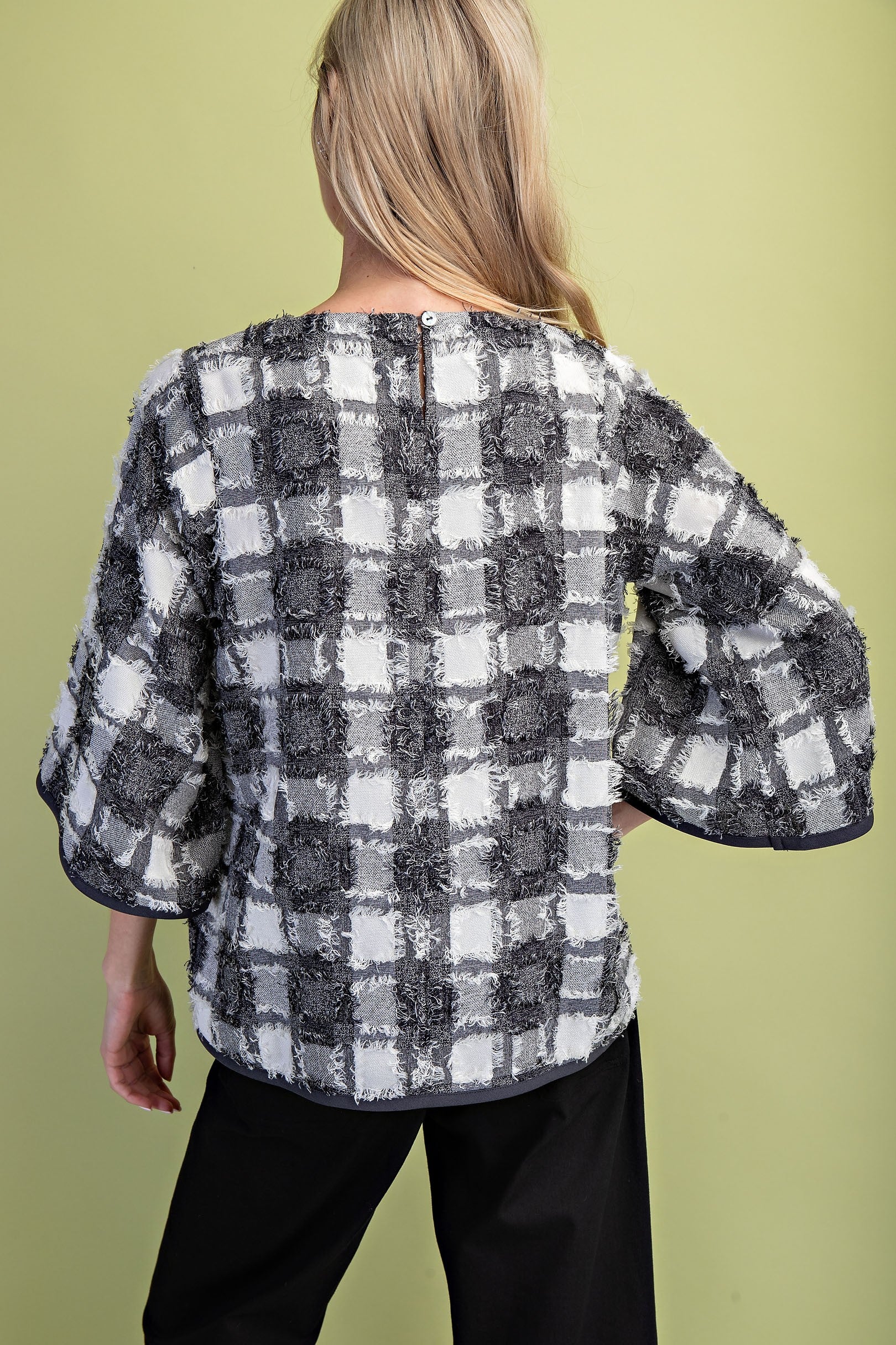 Frayed Checkered Top