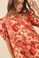 Ruffled Mock Neckline Mini Dress