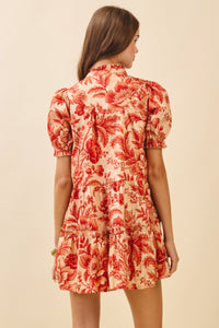 Ruffled Mock Neckline Mini Dress