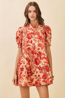 Ruffled Mock Neckline Mini Dress