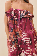 Ruffle Neck Satin Midi Dress
