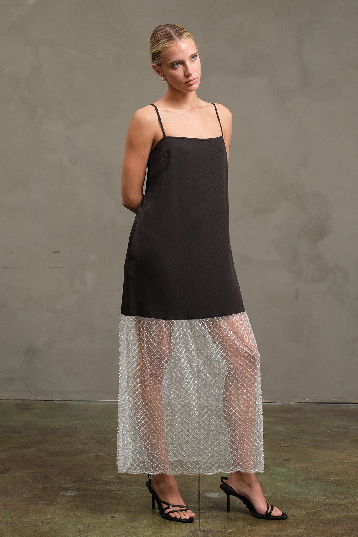 Beaded Mesh Maxi Dress