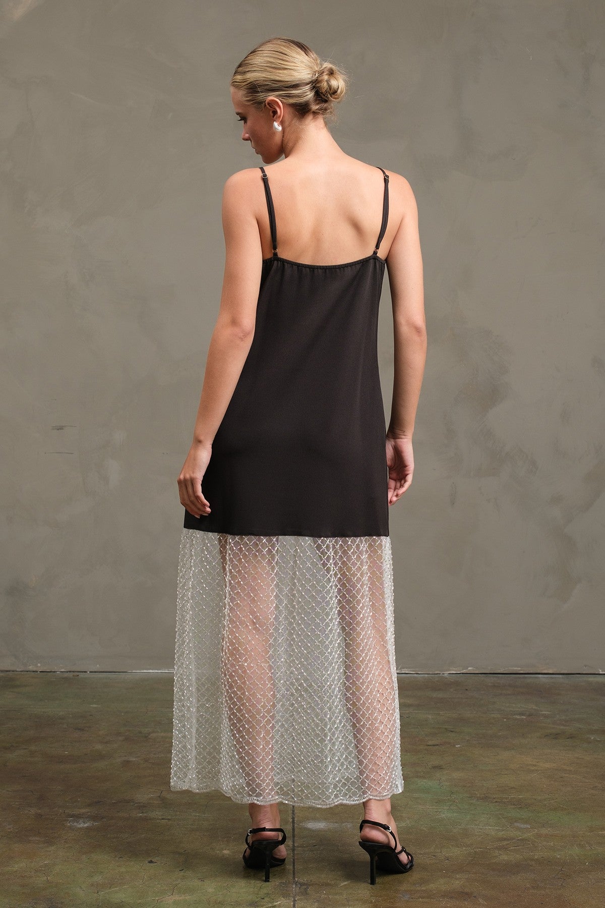 Beaded Mesh Maxi Dress