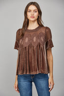 Lace Velvet Babydoll Top