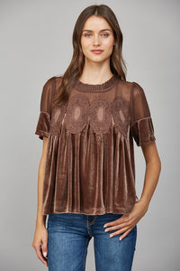 Lace Velvet Babydoll Top