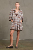 Ruffle Plaid Mini Dress