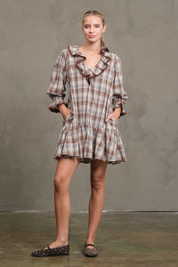 Ruffle Plaid Mini Dress