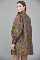 Bow Tie Floral Jacquard Mini Dress