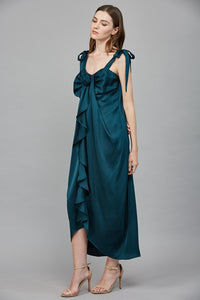 3D Floral Cascade Midi Dress