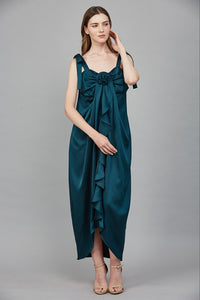 3D Floral Cascade Midi Dress