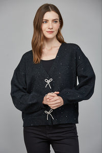 Rhinestone Bow Sequin Sweater