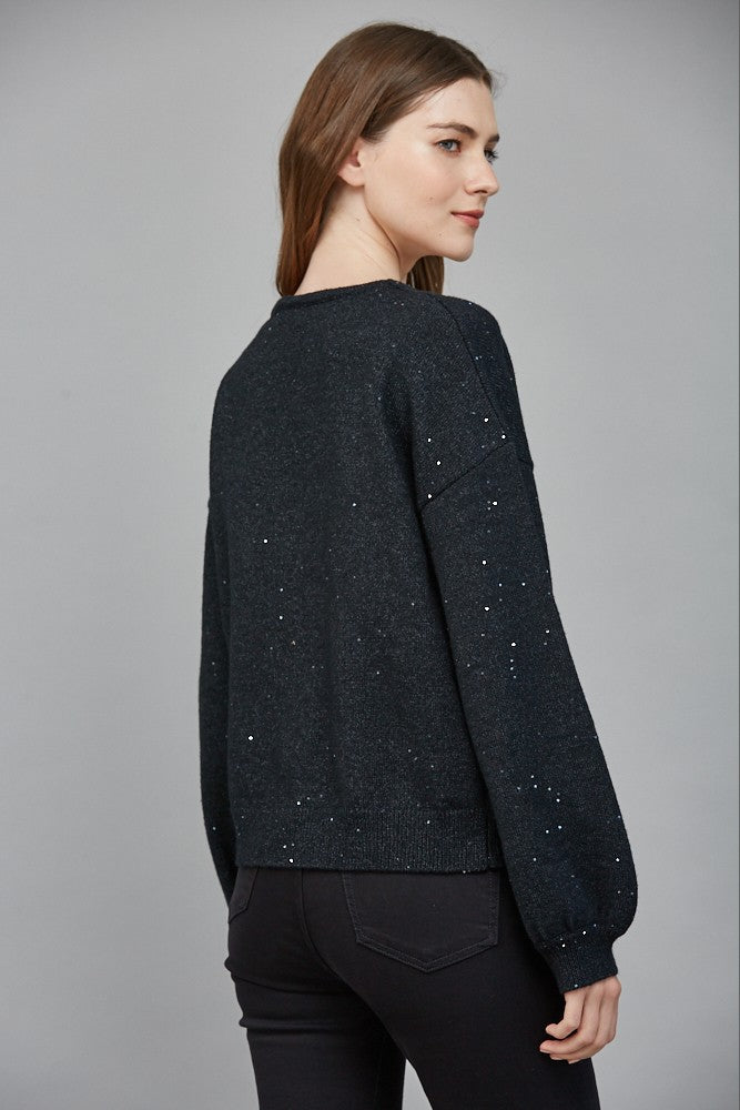 Rhinestone Bow Sequin Sweater