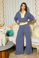 Striped Ribbed Henley Sweatshirt