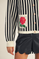 Floral Pocket Striped Cardigan