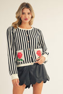 Floral Pocket Striped Cardigan