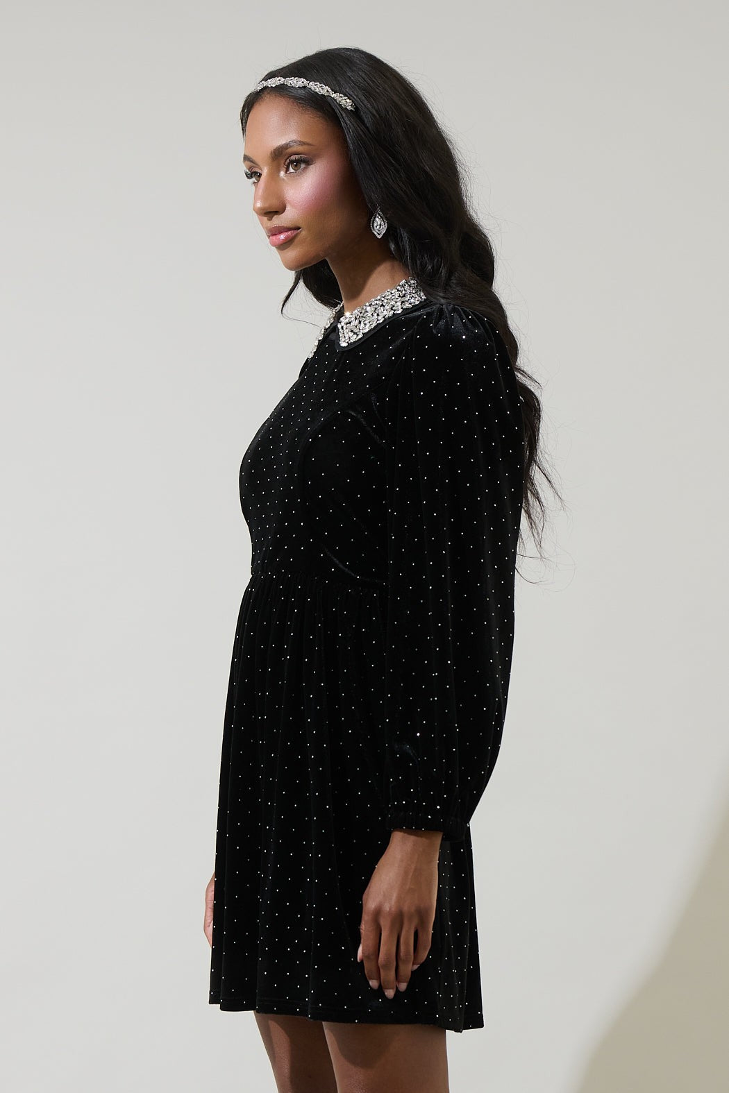 Velvet Polka Dot Mini Dress