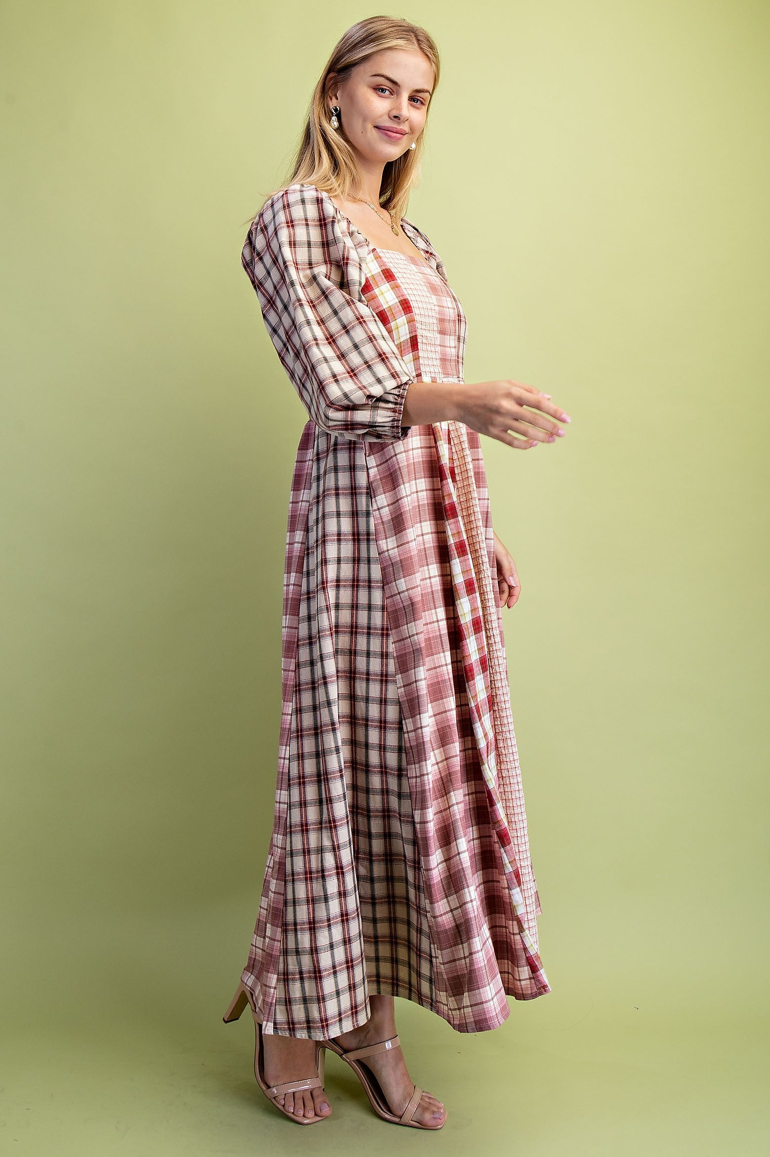knee length dresses for ladies Kimber Plaid Midi Dress