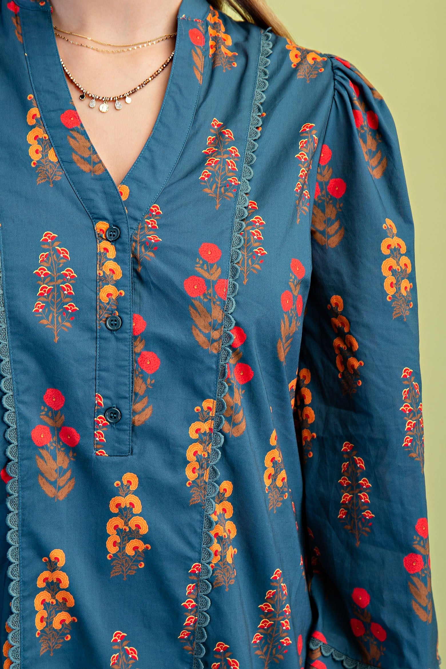 Floral Henley Mini Dress