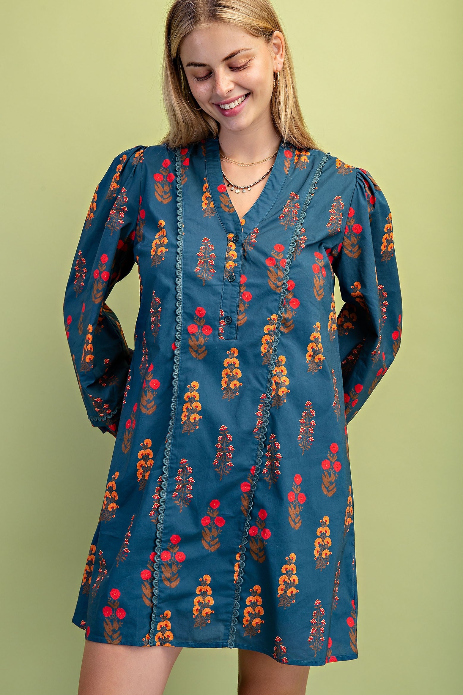 Floral Henley Mini Dress