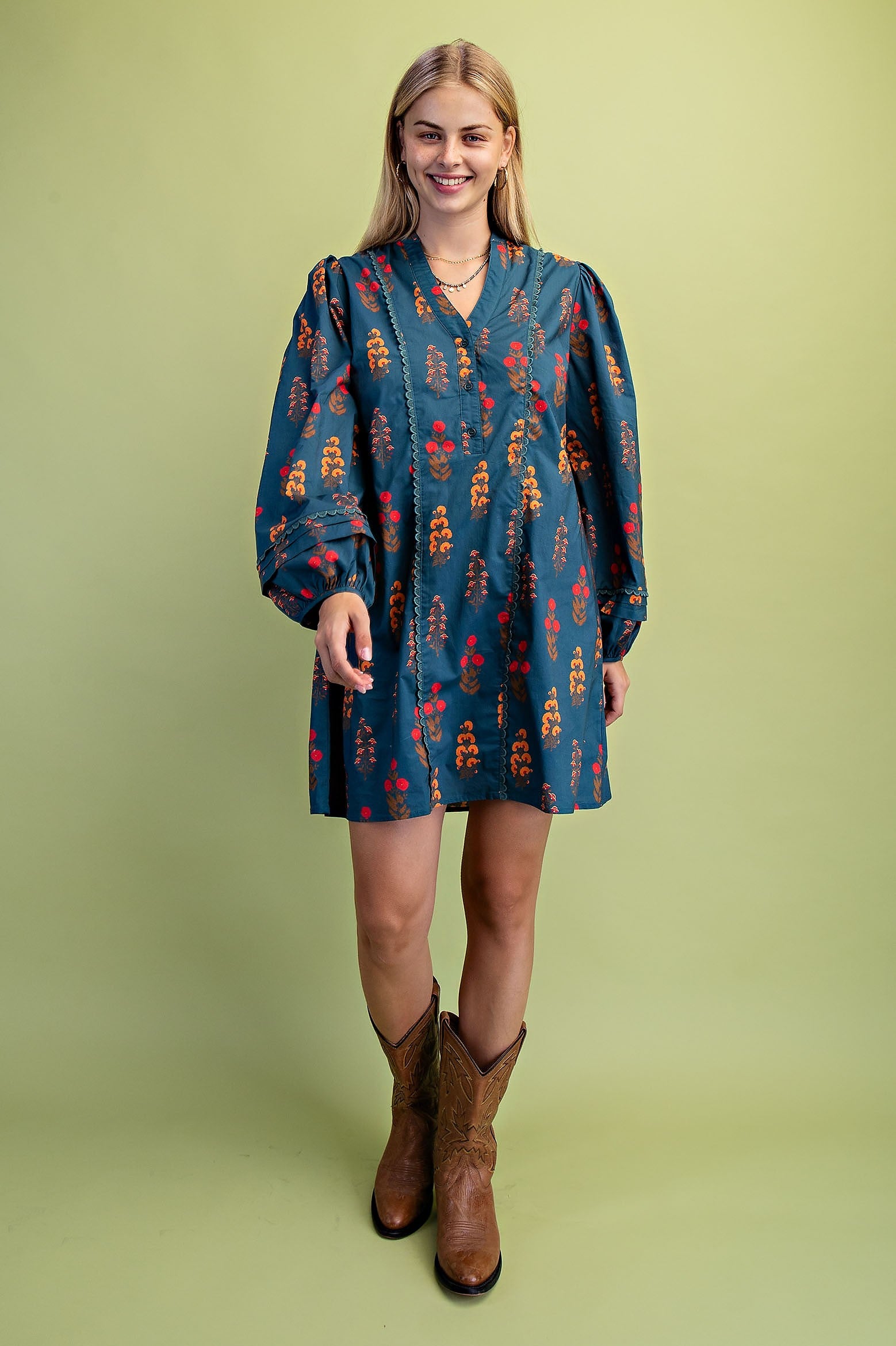 Floral Henley Mini Dress