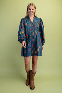 Floral Henley Mini Dress