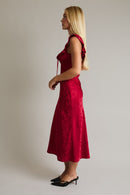 Ruffle Satin Midi Dress