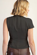 Charcoal Asymmetrical Satin Blouse