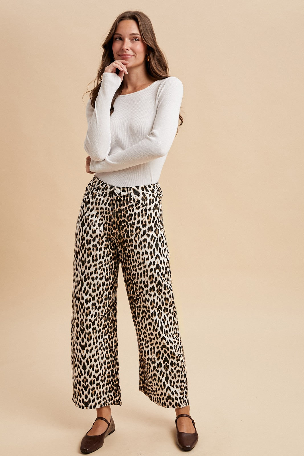 Stretch Leopard Barrel Jeans